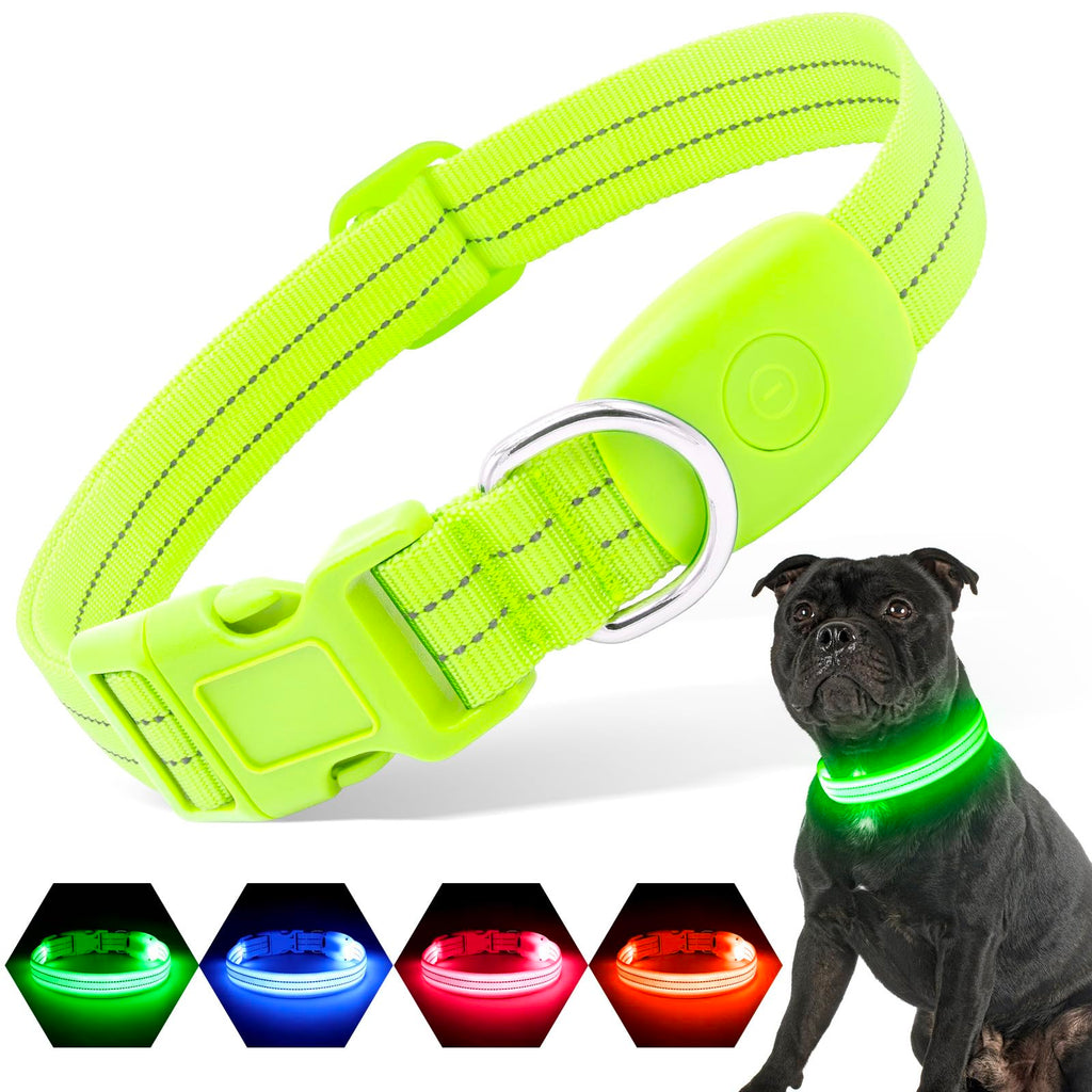 LED Light-Up Dog Collar – Green (Small)